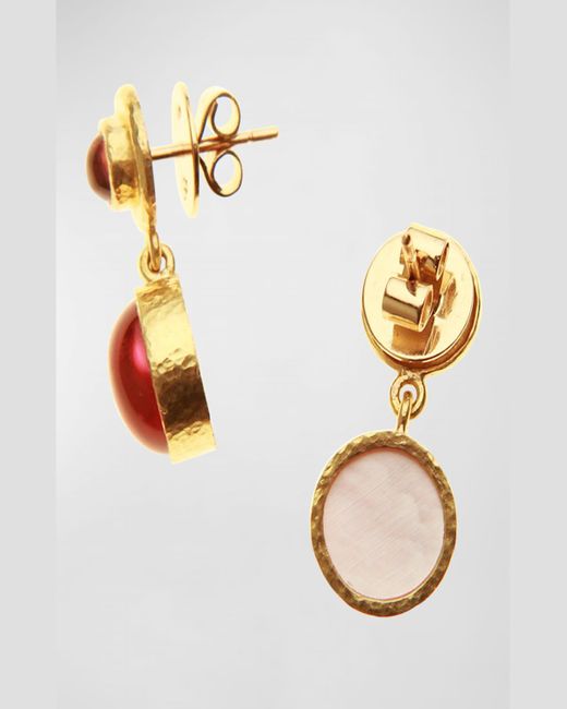 Elizabeth Locke Red 19k Pink Tourmaline Drop Earrings, 26x10mm