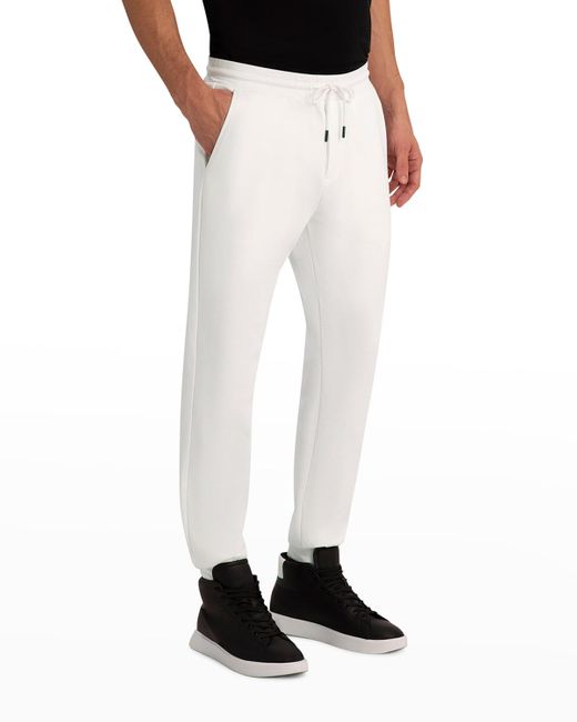 Bugatchi White Comfort Cotton Drawstring Pants for men