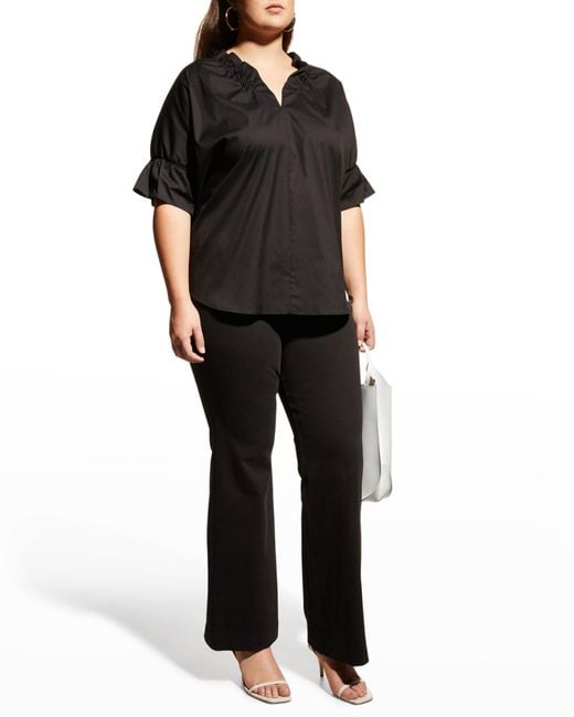 Finley Black Plus Size Crosby Solid Ruffle Shirt