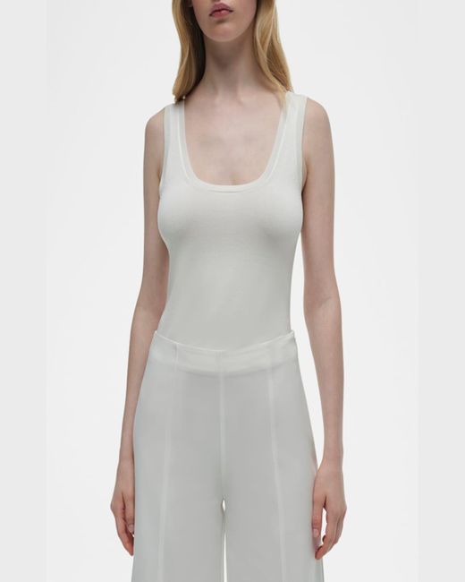 Jonathan Simkhai White Kallin Cropped Wide-Leg Pants