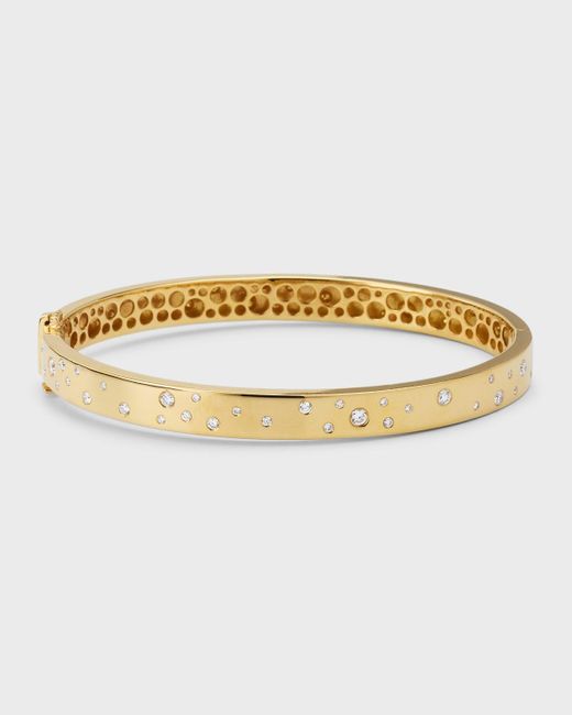 64 Facets Metallic 18k Yellow Gold Diamond Bangle Bracelet