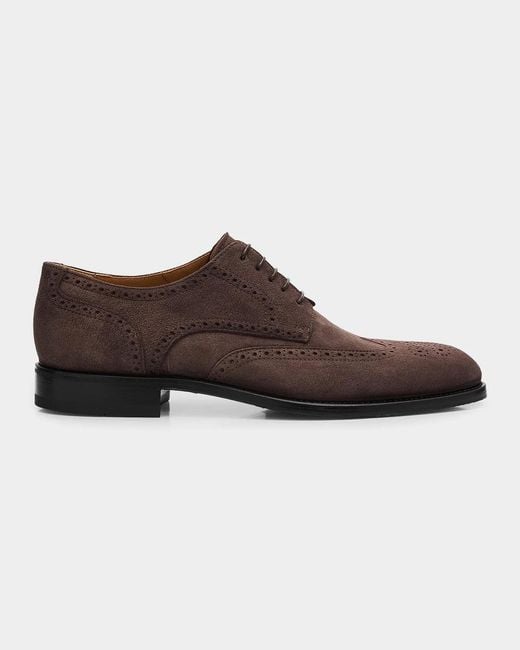 Kiton Brown Apos;S Wingtip Suede Oxfords for men