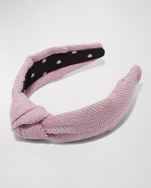 Lele Sadoughi Pink Knotted Burlap Headband