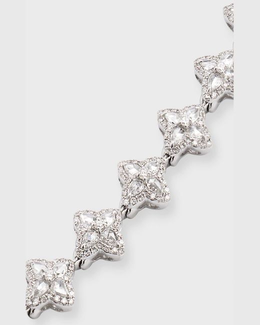 64 Facets Metallic 18k White Gold Blossom Motif Diamond Tennis Bracelet