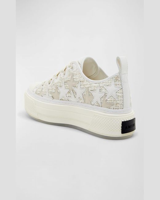 Amiri White Stars Low-Top Mohair Canvas Sneakers