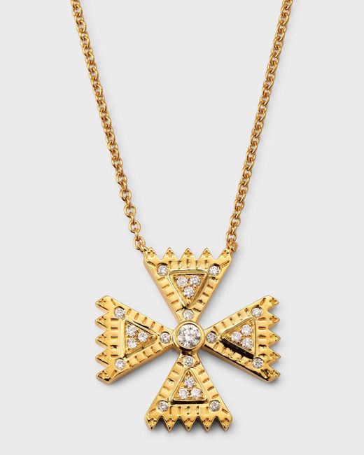 Harwell Godfrey Metallic 18k Yellow Gold Mini Diamond Crux Pendant Necklace