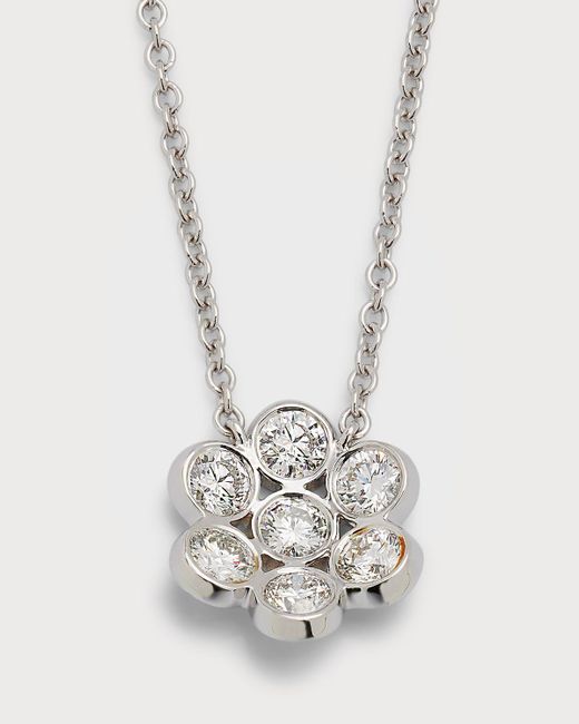 Bayco 18k White Gold Flower Diamond Pendant Necklace