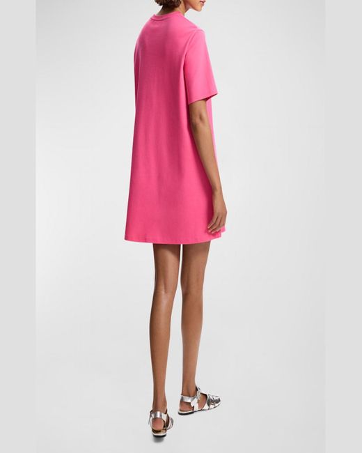 Theory Pink Oversized Cotton Tee Mini Dress