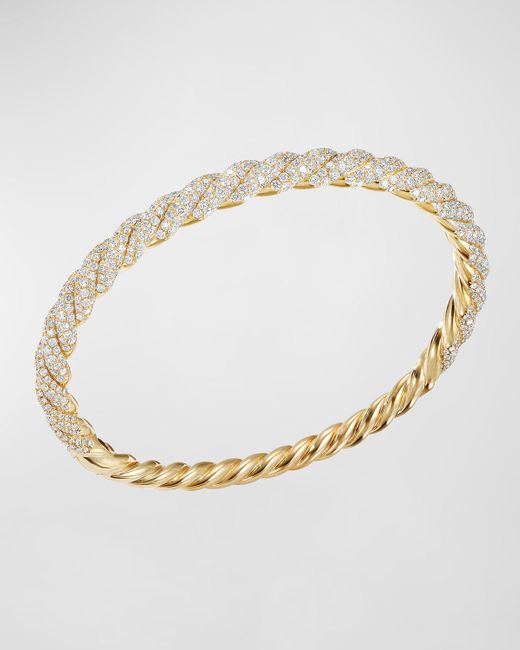 David Yurman White Stax 18k Gold Diamond Twist Bracelet, Size M