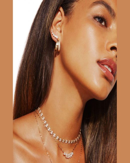 Lana Jewelry Metallic 14k Flawless Double Vanity Hoop Earrings W/ Diamonds, 20mm
