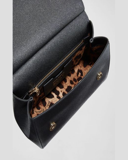 Dolce & Gabbana Black Sicily Medium Calf Leather Satchel Bag