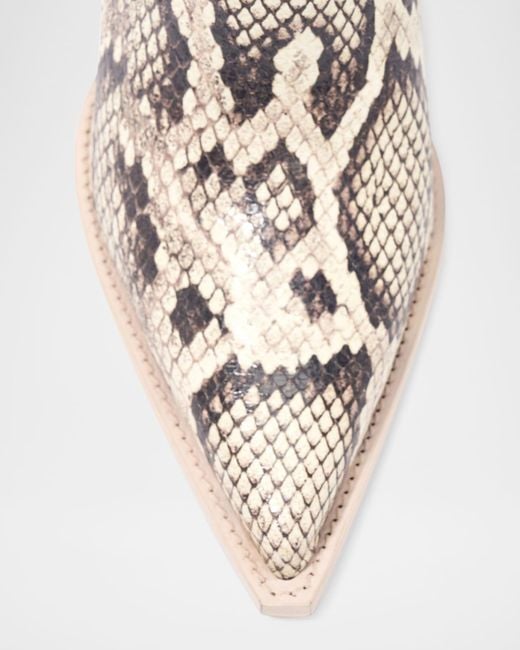 Partow White Kelley Python-Embossed Western Mule Pumps