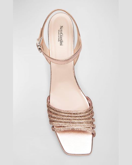 Nero Giardini Pink Metallic Bling Ankle-strap Sandals