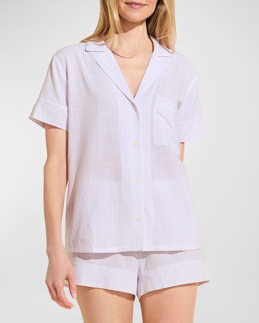 Eberjey White Nautico Striped Shortie Pajama Set