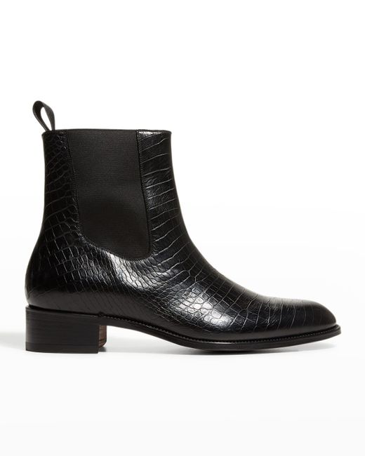 Tom Ford Black Alligator-print Chelsea Boots for men