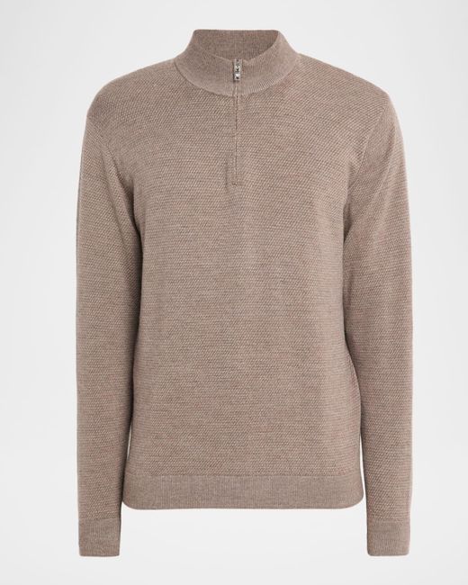Peter Millar Brown Keene Merino Quarter-Zip Sweater for men