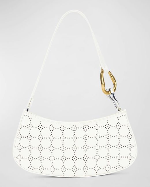 Staud Natural Ollie Perforated Leather Shoulder Bag