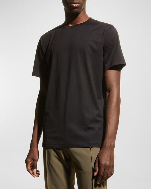 Theory Black Precise Luxe Cotton Short-Sleeve Tee for men
