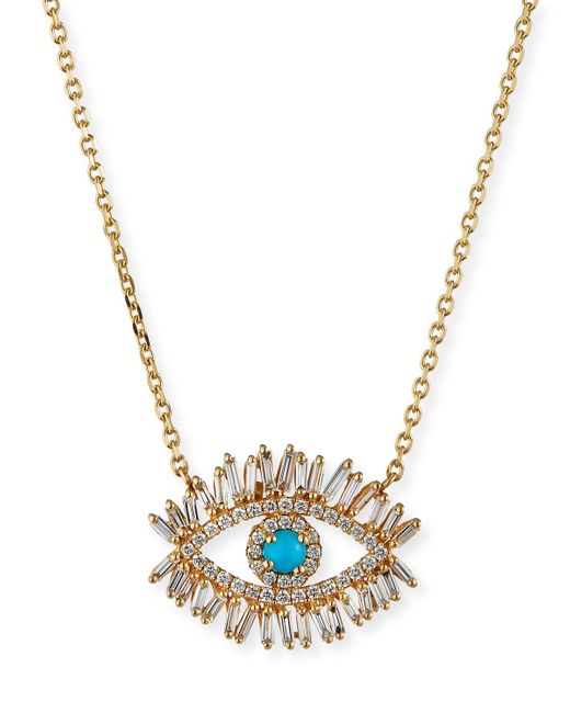 KALAN by Suzanne Kalan Metallic Turquoise & Diamond Halo Pendant Necklace