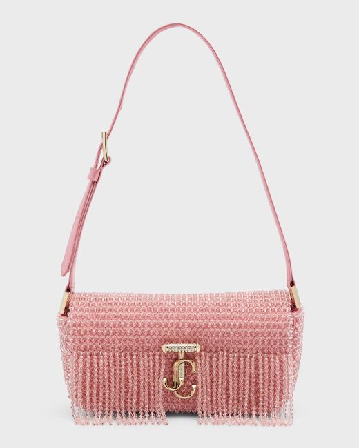 Jimmy Choo Pink Varenne Mini Crystal Shoulder Bag