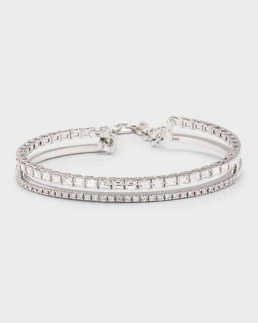 Zydo Metallic 18k White Gold Rigid Bracelet With Diamonds