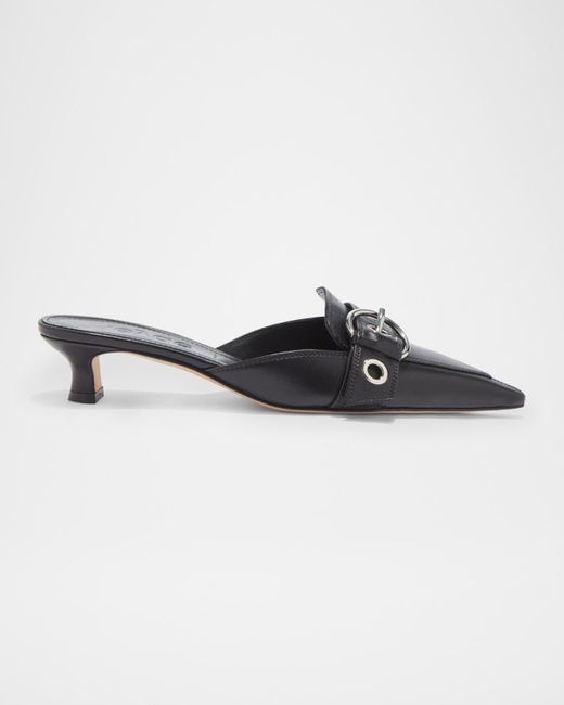 Aeyde Brown Danielle Leather Kitten Mule Pumps