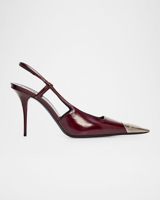 Saint Laurent Pink Cap-Toe Slingback Pumps