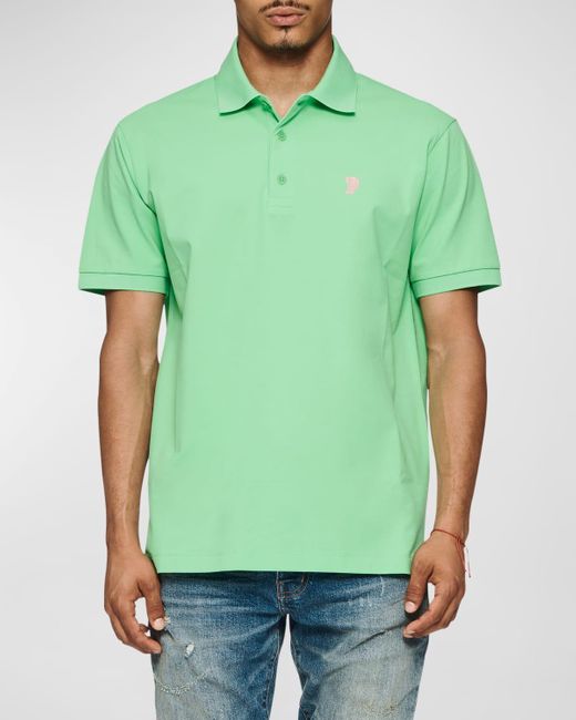 Purple Green Pique Logo Polo Shirt for men