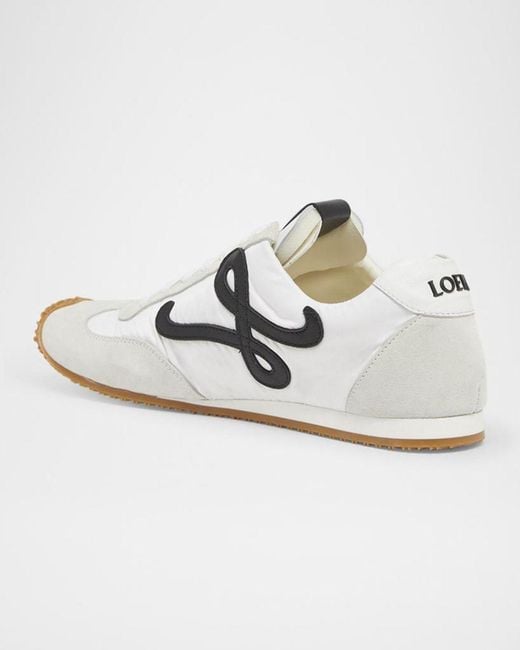 Loewe White Flow Runner Suede And Leather Sneakers