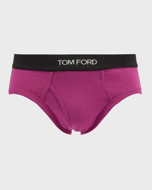 Tom Ford Purple Jacquard Logo Cotton Briefs for men