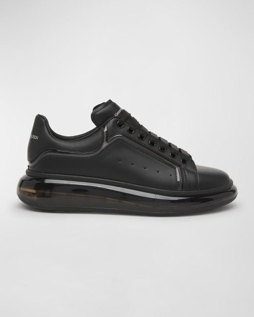 Alexander McQueen Black Oversized Clear-sole Leather Low-top Sneakers for men