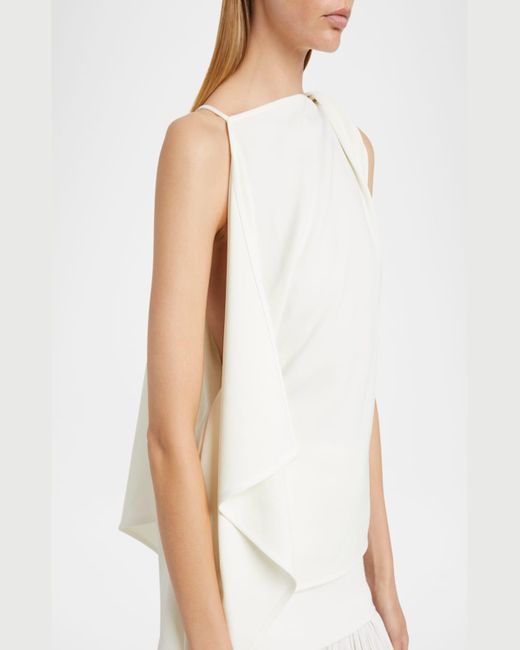 Proenza Schouler White Alyssa Twisted Drape Matte Viscose Crepe Top
