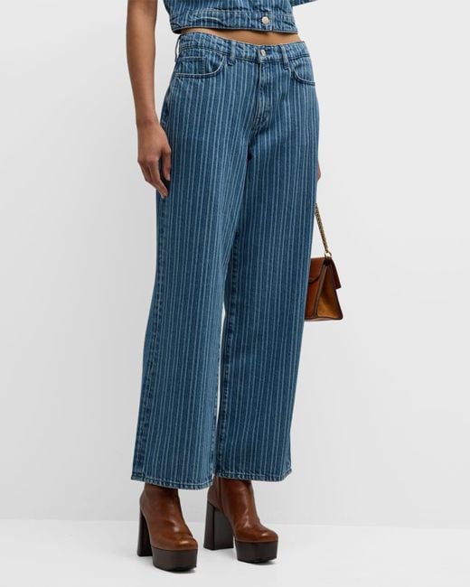 Triarchy Blue Sparrow Stripe Mid-Rise Baggy Jeans