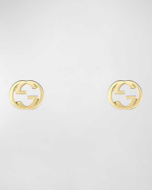 Gucci Metallic Interlocking G 18k Yellow Gold Stud Earrings
