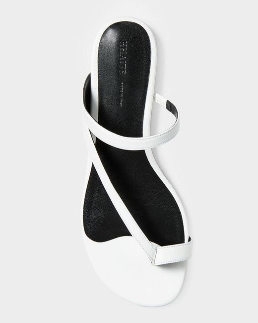 Khaite White Aimee Leather Flat Toe-Ring Sandals