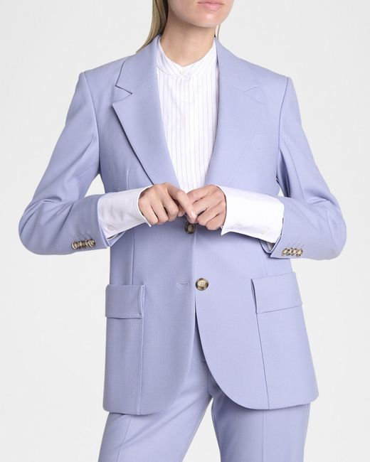 Victoria Beckham Blue Wool Patch Pocket Jacket