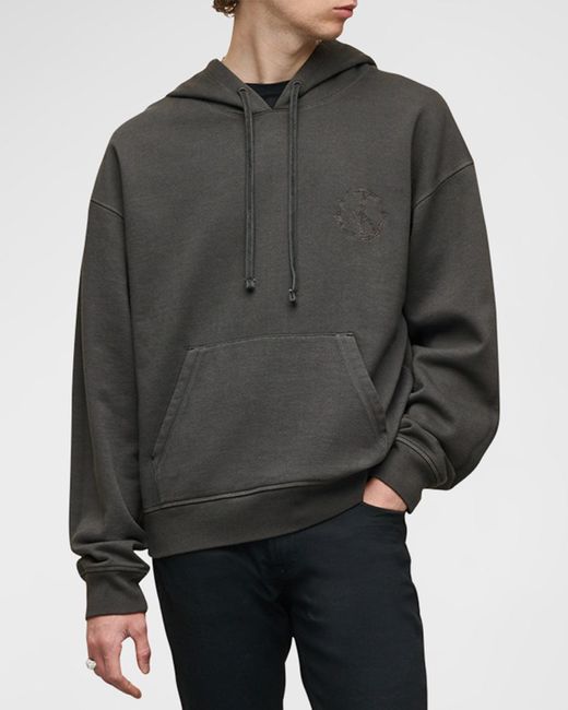 John Varvatos Gray Embroidered Peace Hoodie for men
