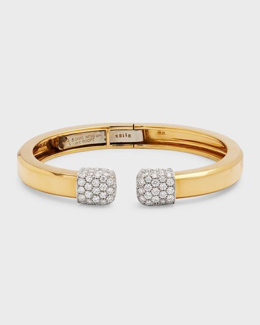 David Webb Metallic 18k Polished Gold Sugar Cube Bracelet W/ Diamonds