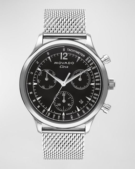 Movado Circa Heritage Series Chronograph Mesh Bracelet Watch, 43mm in