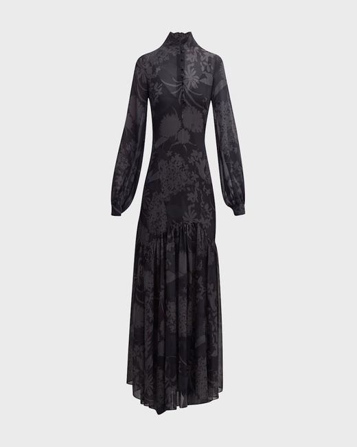 Akris Black Silk Georgette Abraham Printed Gown