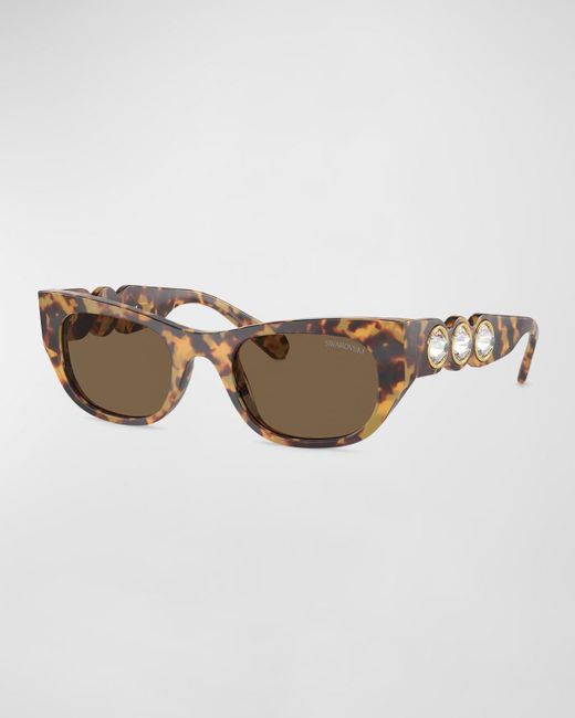 Swarovski Natural Imber Tortoise Acetate & Plastic Cat-eye Sunglasses