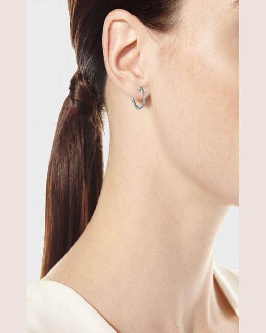 Siena Jewelry Metallic 14k White Gold Diamond Medium Huggie Earrings
