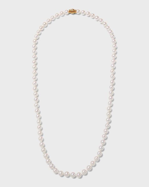 Assael White 26" Akoya Cultured 8.5mm Pearl Necklace With Yellow Gold Clasp