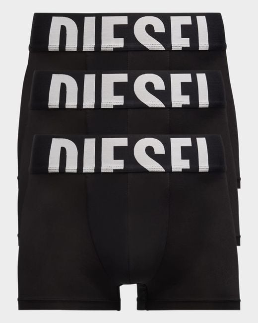 DIESEL Black Damien D-Pop Solid 3-Pack Boxer Briefs for men