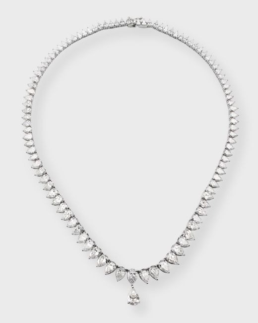 Neiman Marcus White Lab Grown Diamond 18K Pear Line Necklace, 17"L, 37.3Ctw
