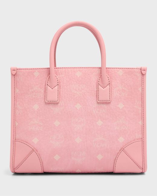 MCM Pink Munchen Small Monogram Top-Handle Bag