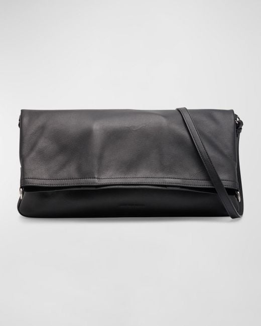 Dries Van Noten Black Folded Leather Crossbody Bag for men