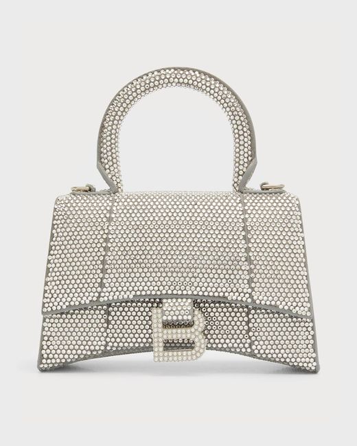 Balenciaga Gray Hourglass Xs Strassed Top-handle Bag