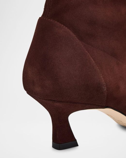 Stuart Weitzman Brown Vinnie Suede Stretch Booties