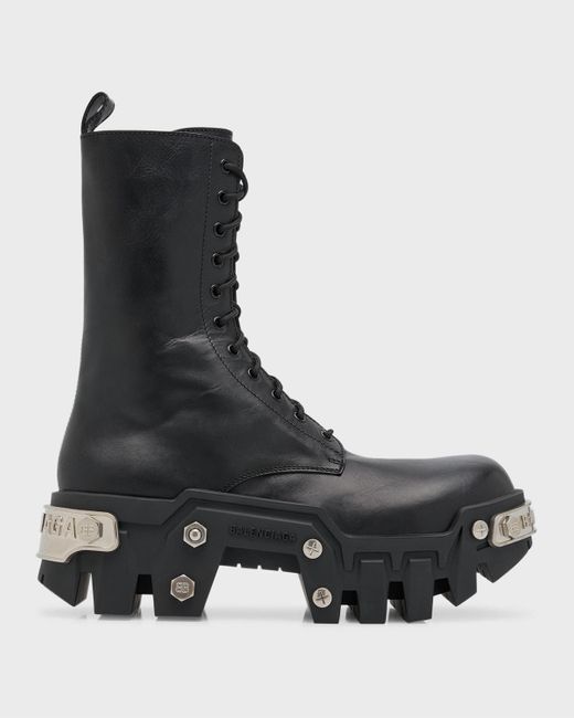 Balenciaga Black Bulldozer Platform Lace-Up Boots for men